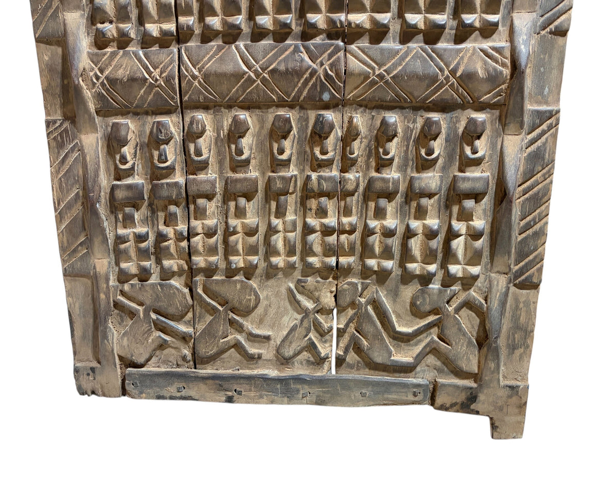 #1319  Vintage  Dogon Granary Door With Nommo Ancestors  Mali African 48" H