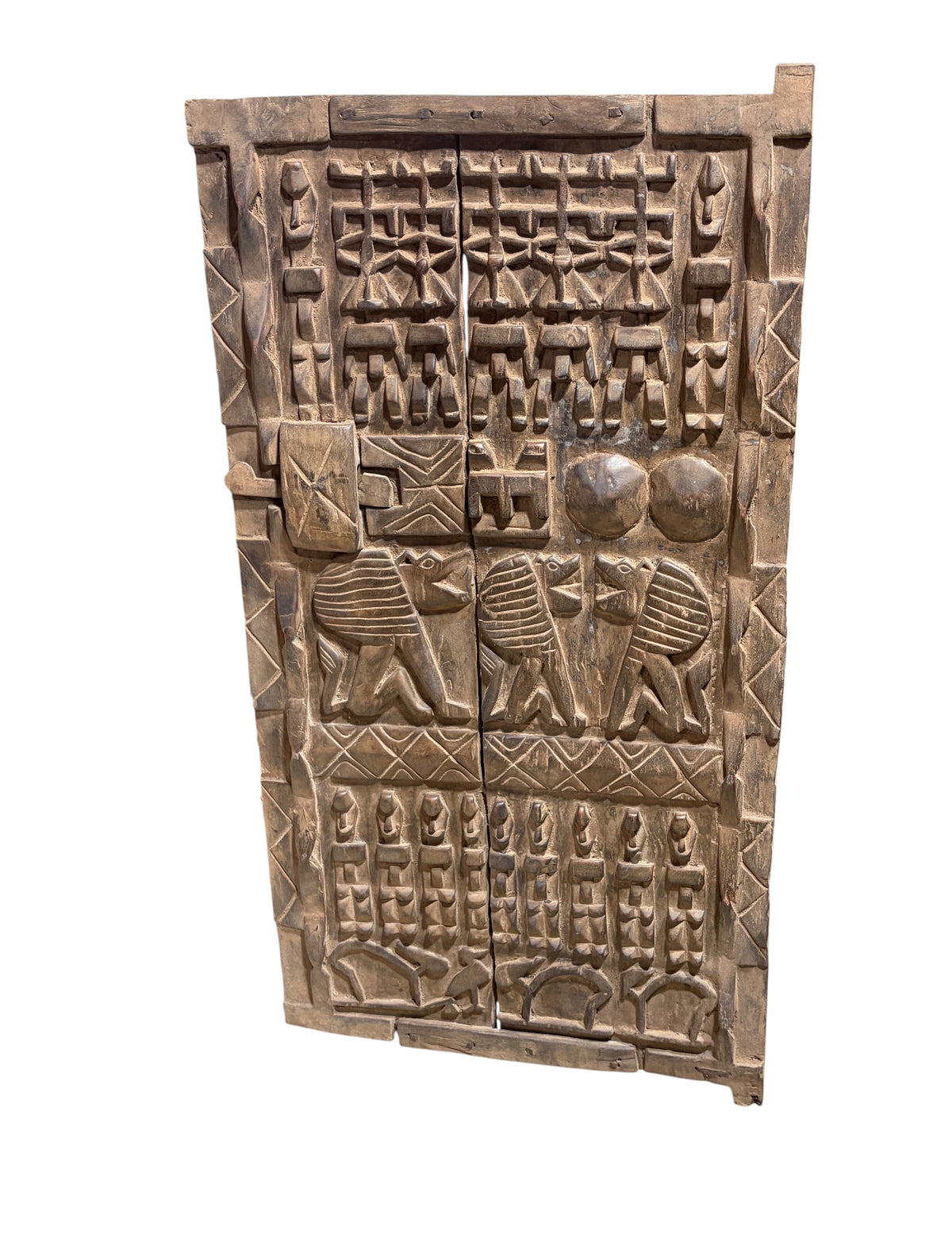 #1320  Vintage  Dogon Granary Door With Nommo Ancestors  Mali African 46" H