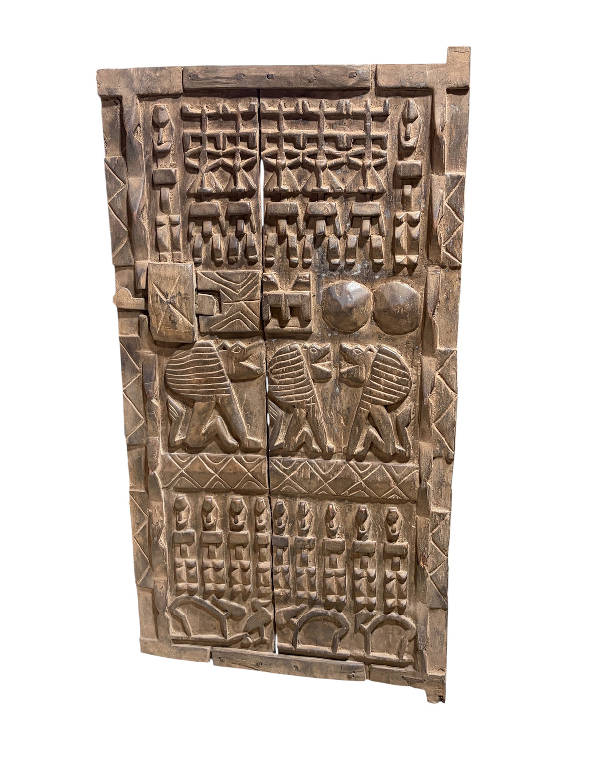 #1320  Vintage  Dogon Granary Door With Nommo Ancestors  Mali African 46" H