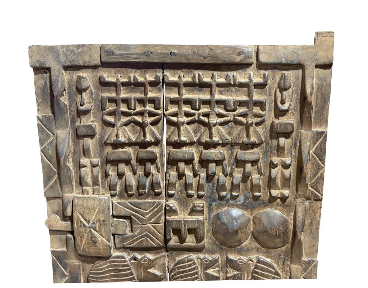 #1320  Vintage  Dogon Granary Door With Nommo Ancestors  Mali African 46" H