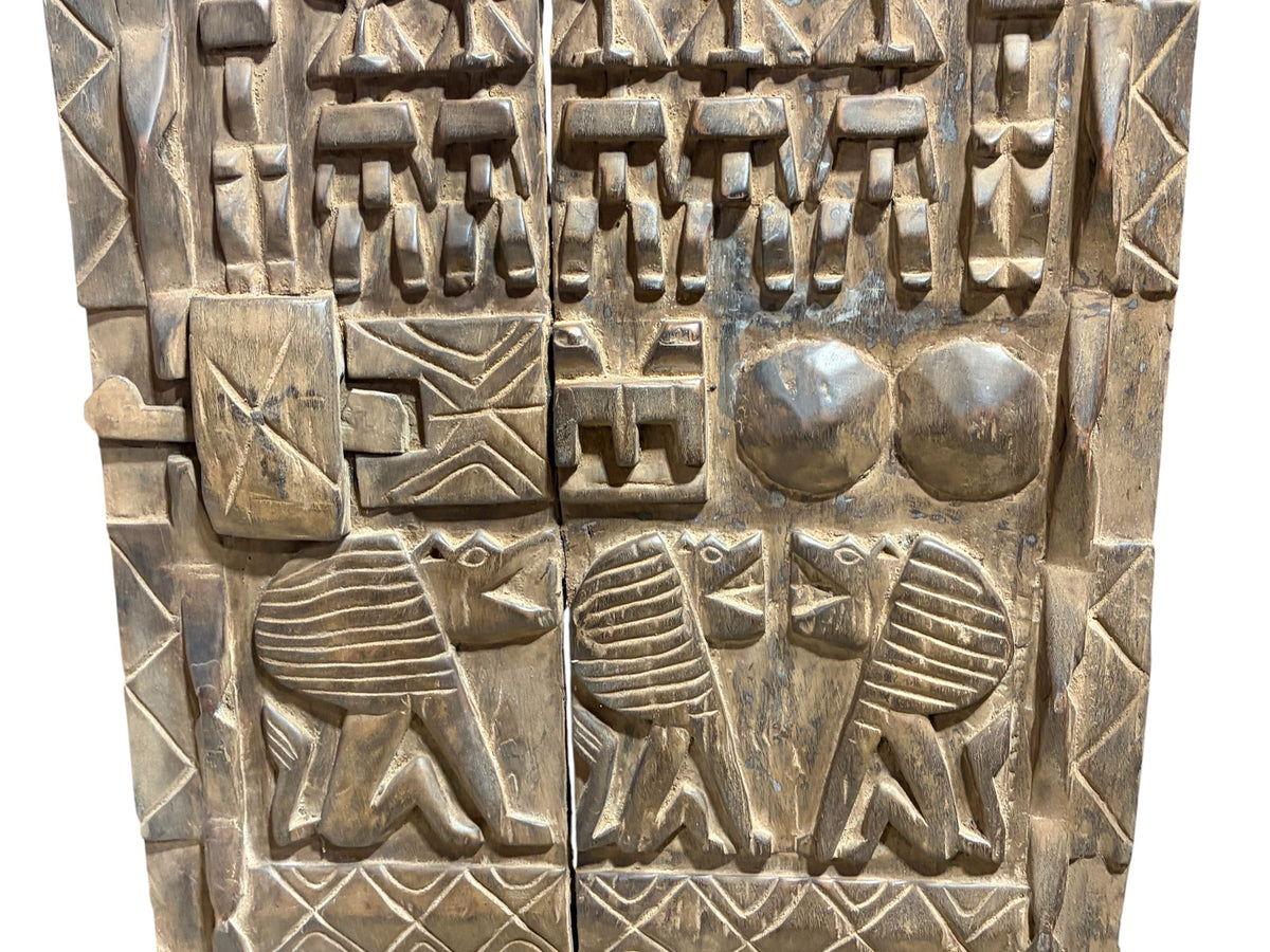 #1320  Vintage  Dogon Granary Door With Nommo Ancestors  Mali African 46" H