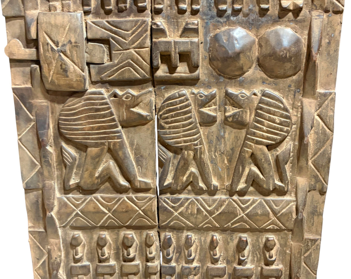 #1320  Vintage  Dogon Granary Door With Nommo Ancestors  Mali African 46" H