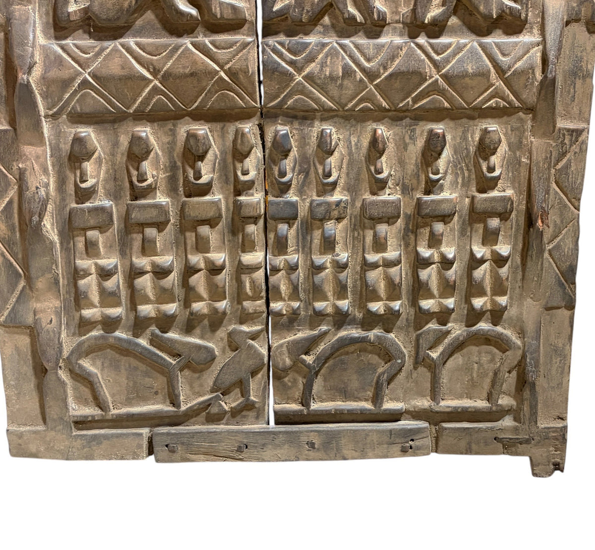 #1320  Vintage  Dogon Granary Door With Nommo Ancestors  Mali African 46" H