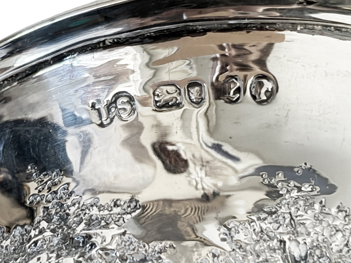 #726 Antique English Sterling Silver Goblet w/Repoussé pastoral/ rural Animal Scenes.7" H