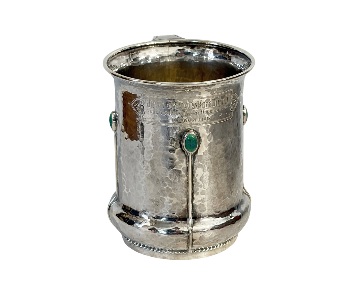 #728 English Sterling silver Christening Mug Maker's Mark: A.E.J. for A.E. Jones.3.25" H