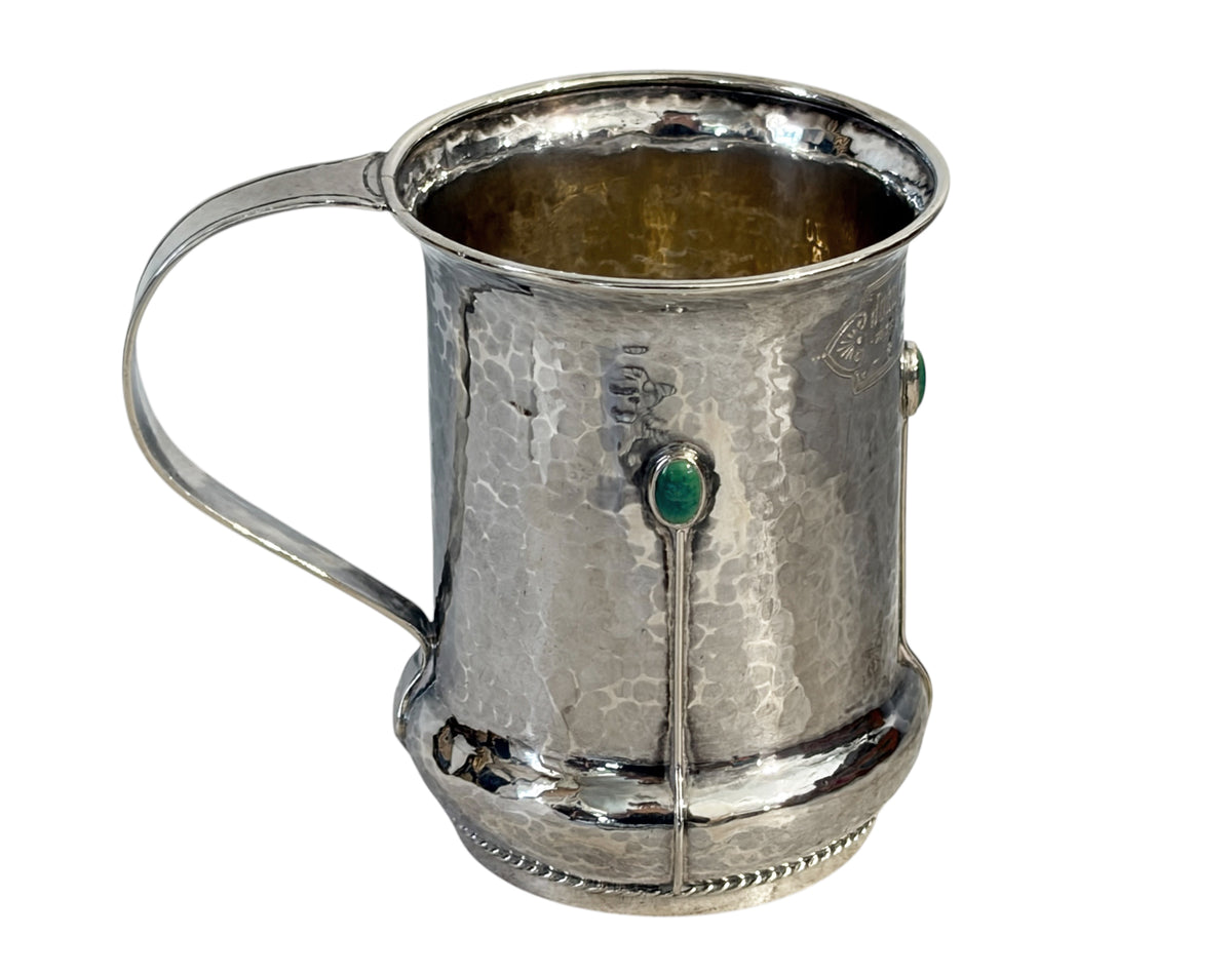 #728 English Sterling silver Christening Mug Maker's Mark: A.E.J. for A.E. Jones.3.25" H
