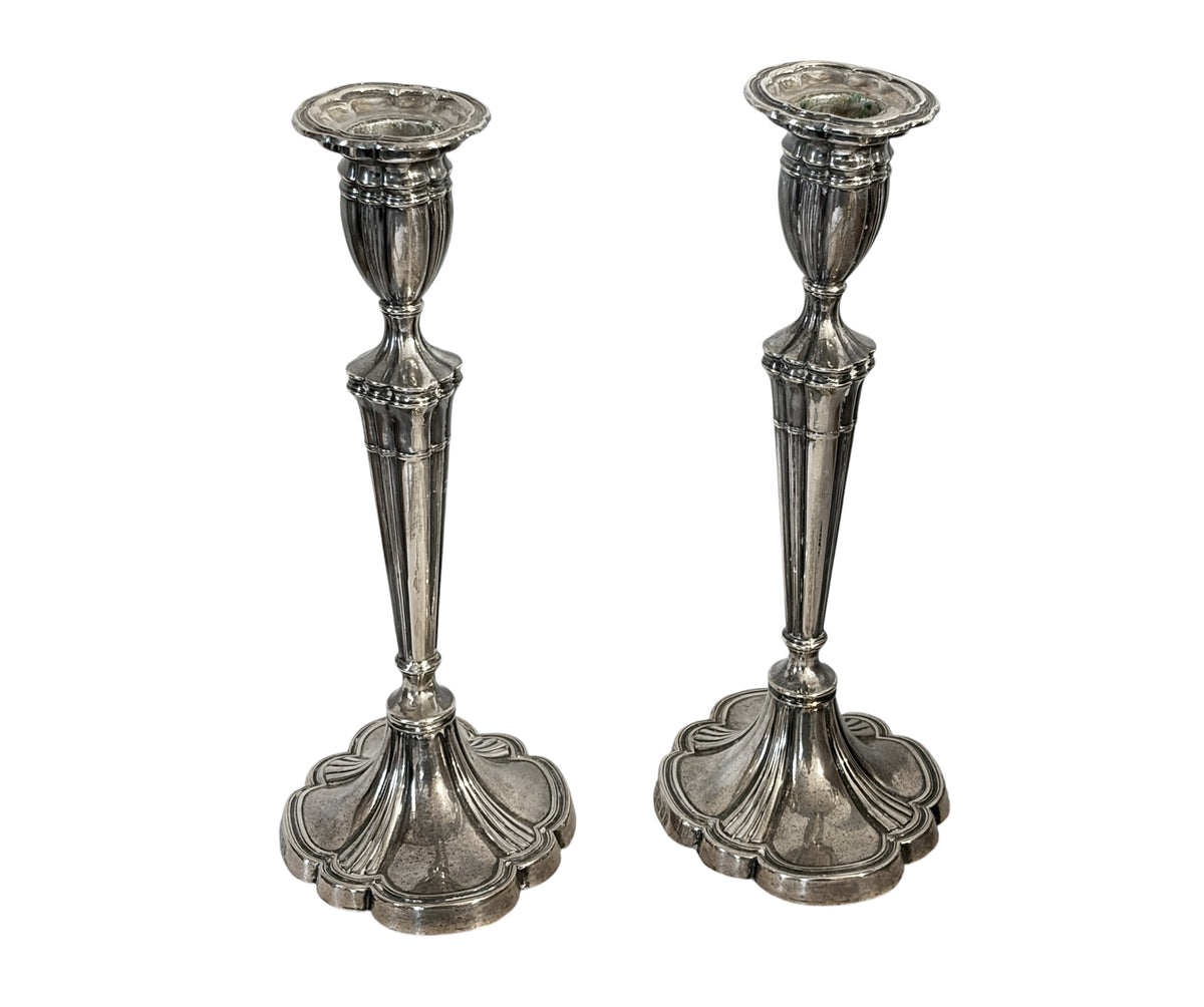 #729 Pair of Elegant Silver 925 Candle Holders, London, England, 20th Century