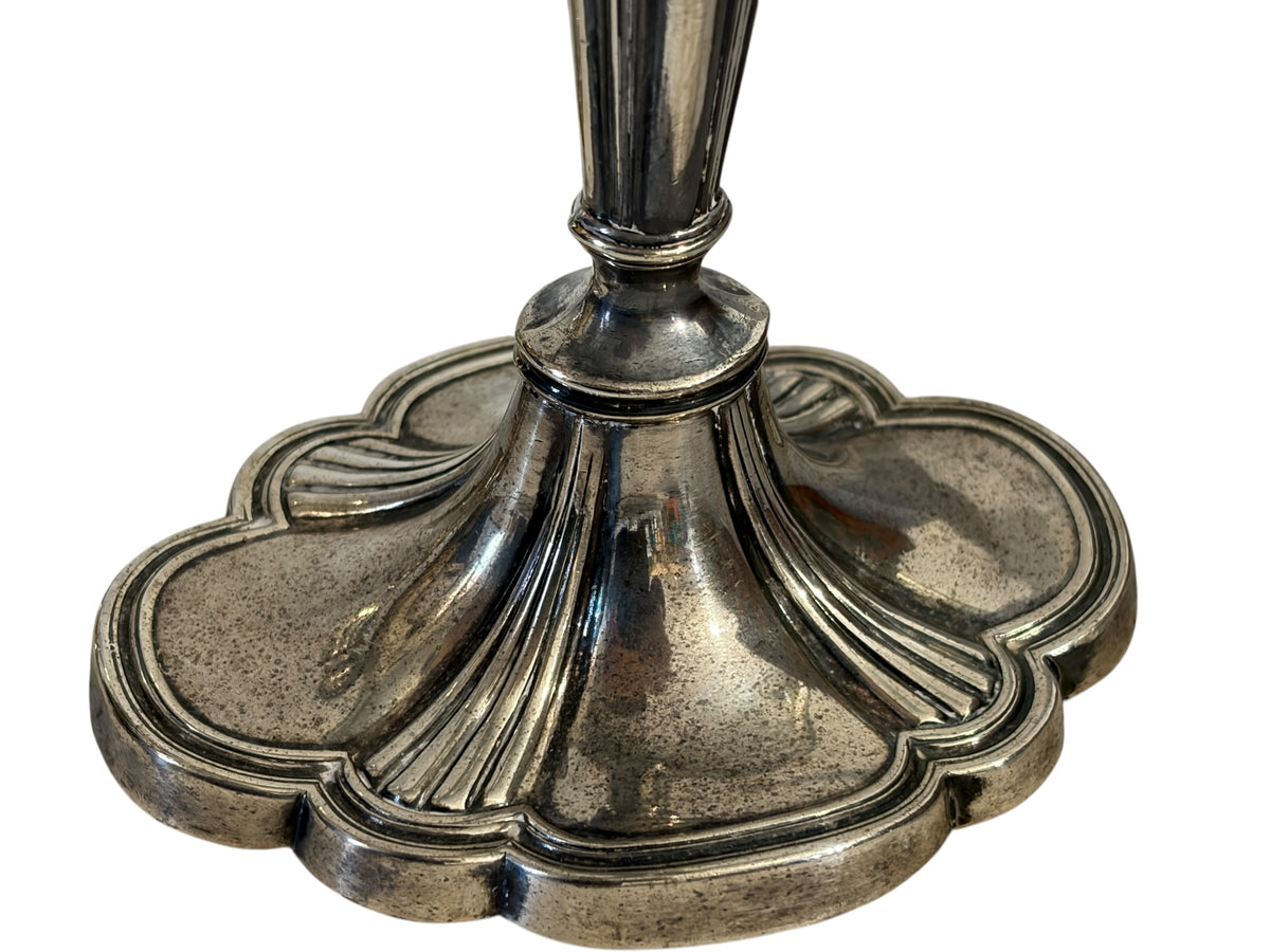 #729 Pair of Elegant Silver 925 Candle Holders, London, England, 20th Century
