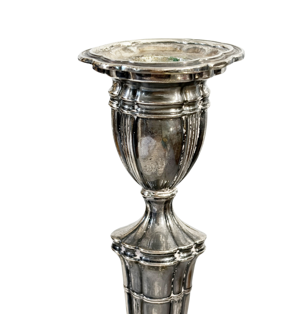 #729 Pair of Elegant Silver 925 Candle Holders, London, England, 20th Century