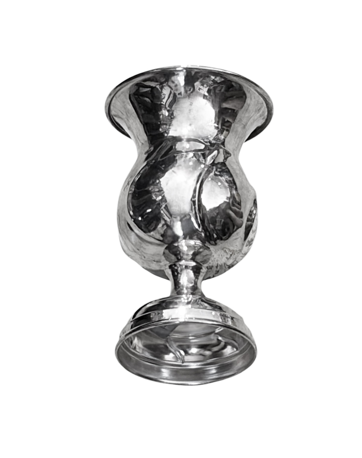 #727  English SHEFFIELD PLATE silver-tone goblet-style decorative vase 6.25" H