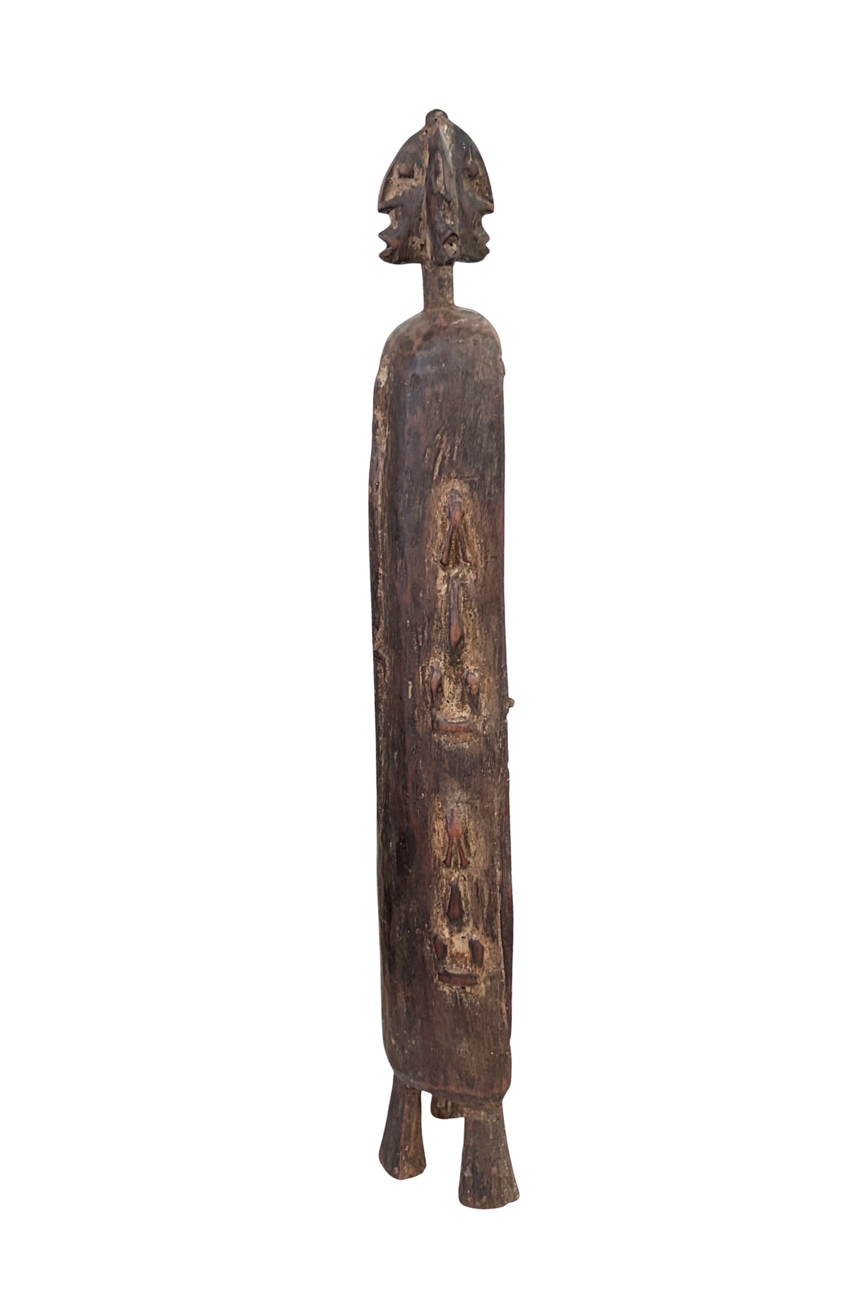 #1322 Vintage Unique Dogon Hand Carved Wooden  Box Mali 18.5" H