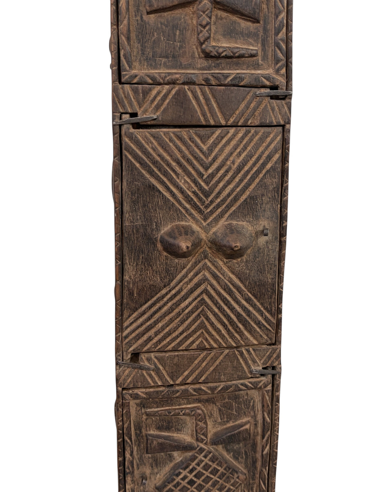 #1323 LG Vintage Unique Dogon Hand Carved Wooden  Box Mali 32" H
