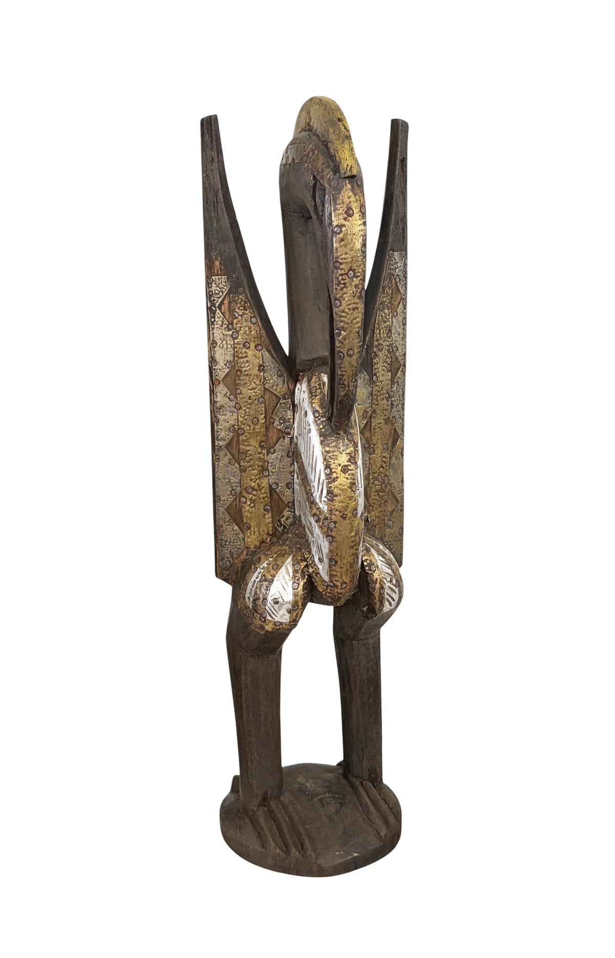 #1324 Vintage  Sculpture of Senufo Bird Statue Cote d'Ivoire 22.5" H