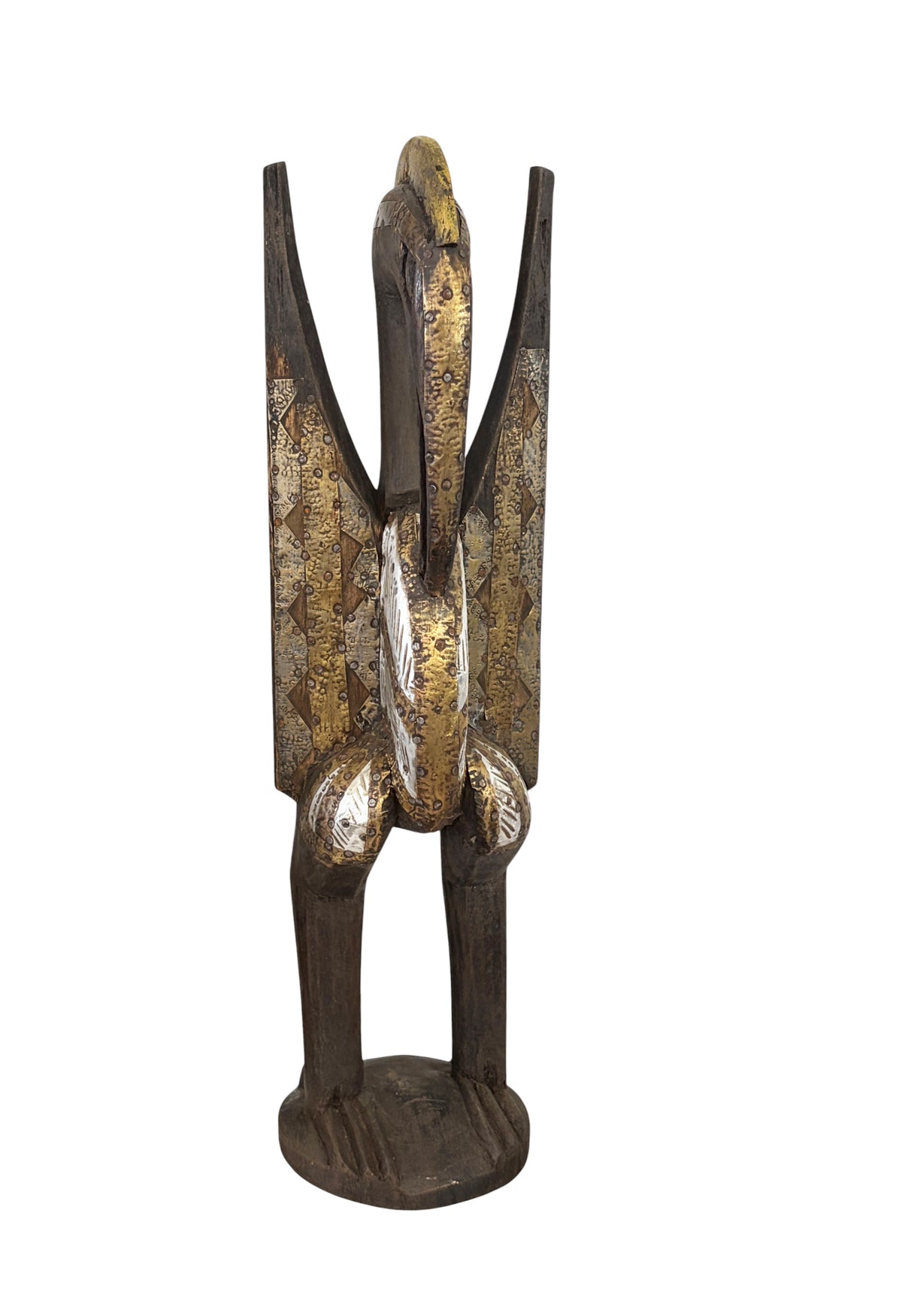 #1324 Vintage  Sculpture of Senufo Bird Statue Cote d'Ivoire 22.5" H