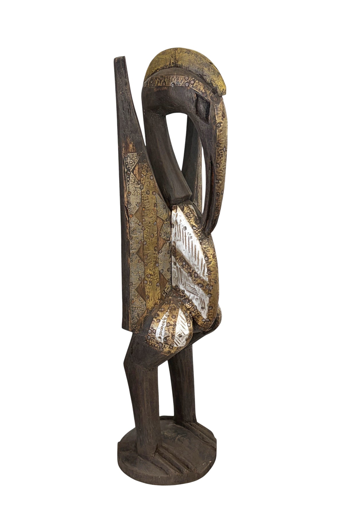 #1324 Vintage  Sculpture of Senufo Bird Statue Cote d'Ivoire 22.5" H