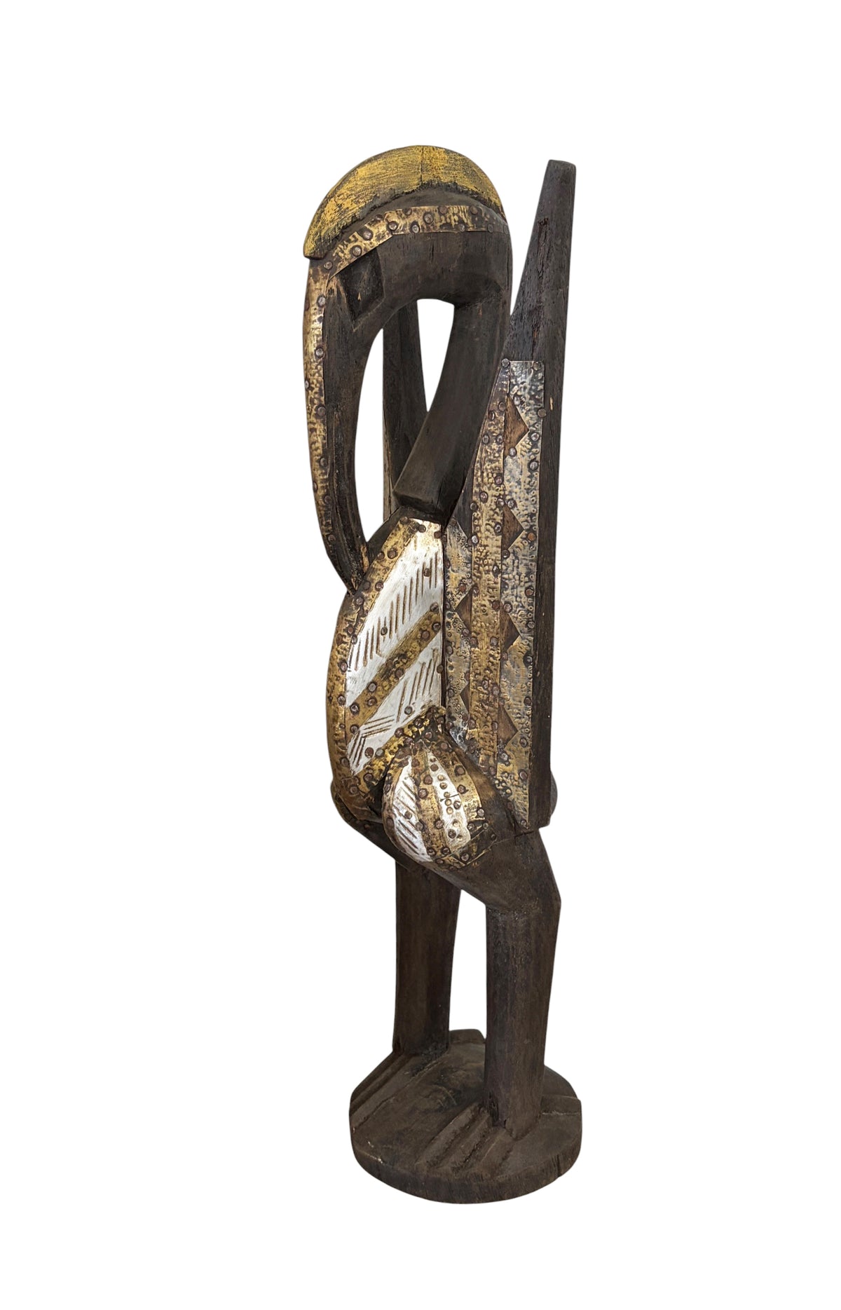 #1324 Vintage  Sculpture of Senufo Bird Statue Cote d'Ivoire 22.5" H