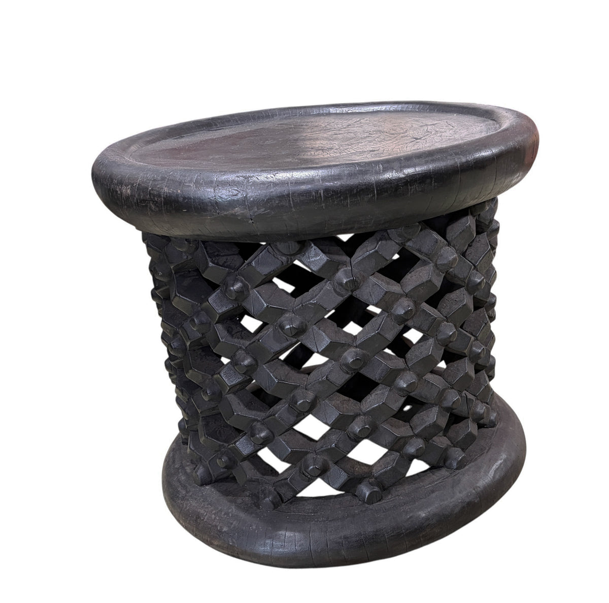 #1287 Vintage  LG  Tribal Nobility Bamileke Spider Stool/Table Cameroon 17" H
