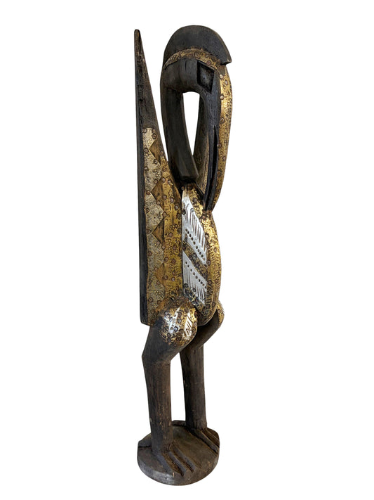 #1330 Vintage  Sculpture of Senufo Bird Statue Cote d'Ivoire 23.5" H