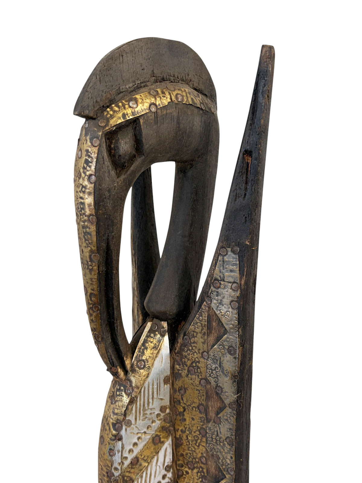 #1330 Vintage  Sculpture of Senufo Bird Statue Cote d'Ivoire 23.5" H