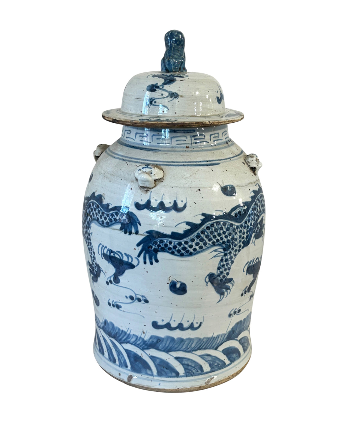 #6590 Large Chinoiserie Dancing Dragons Ginger Jar  18" H