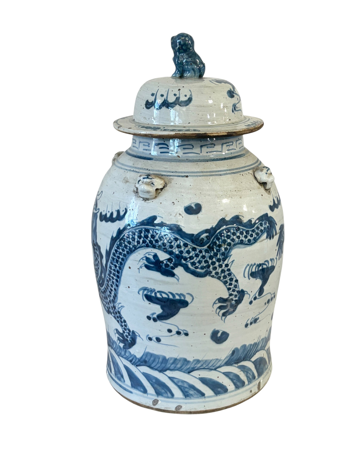 #6590 Large Chinoiserie Dancing Dragons Ginger Jar  18" H