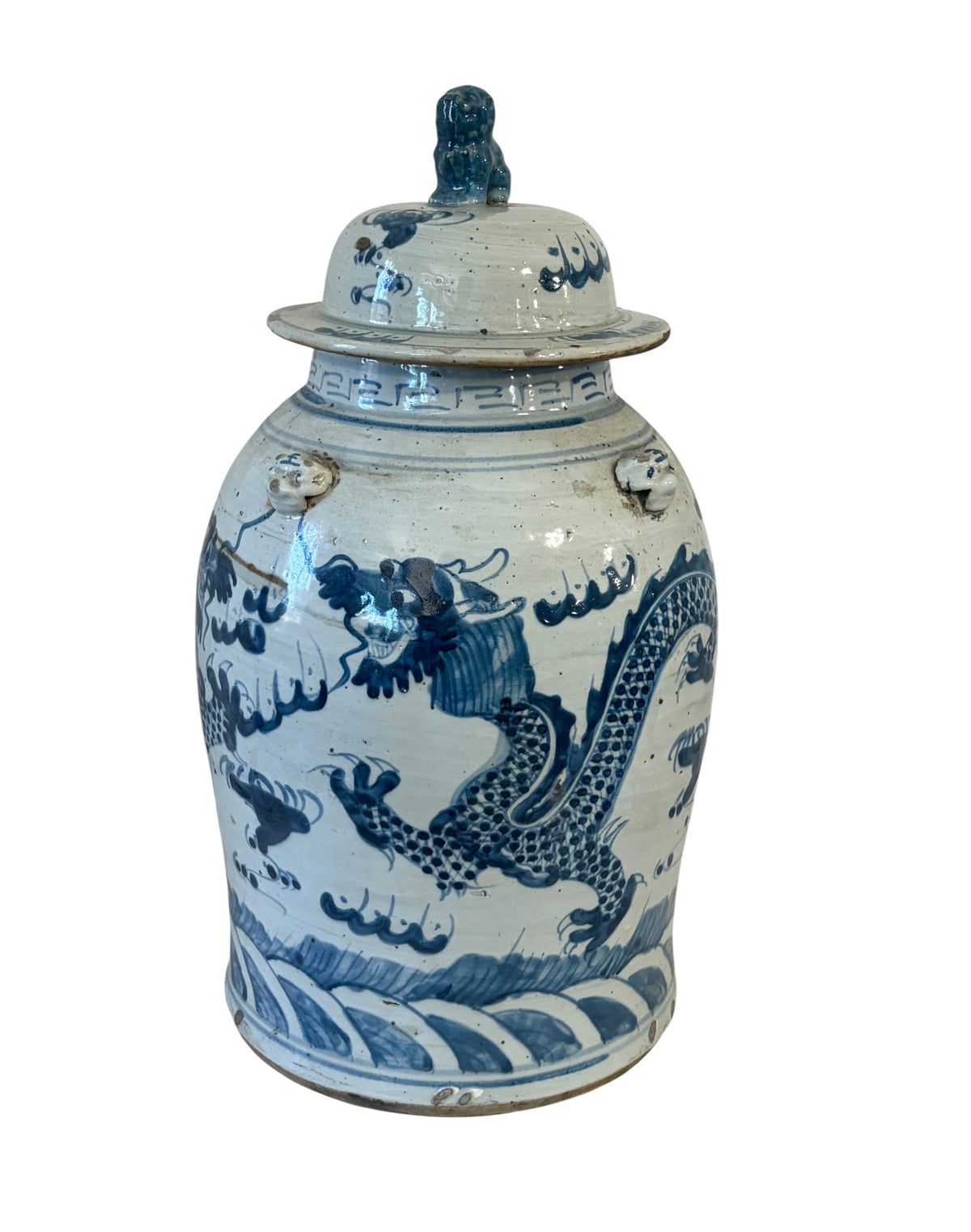 #6590 Large Chinoiserie Dancing Dragons Ginger Jar  18" H