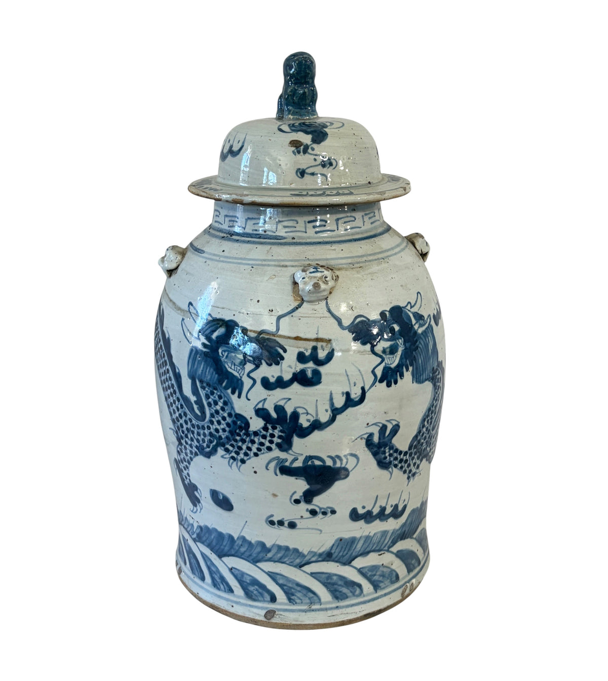 #6590 Large Chinoiserie Dancing Dragons Ginger Jar  18" H