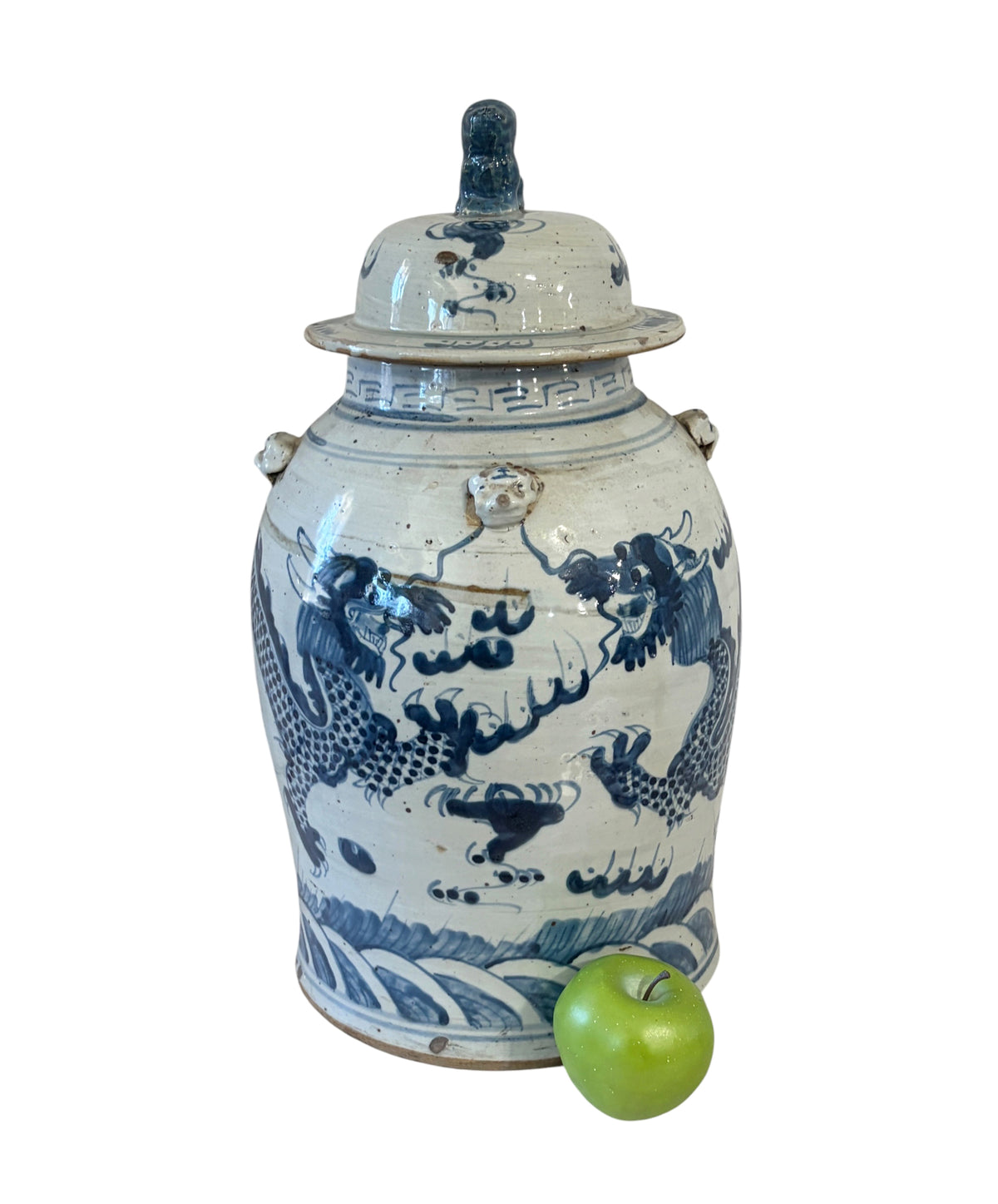 #6590 Large Chinoiserie Dancing Dragons Ginger Jar  18" H