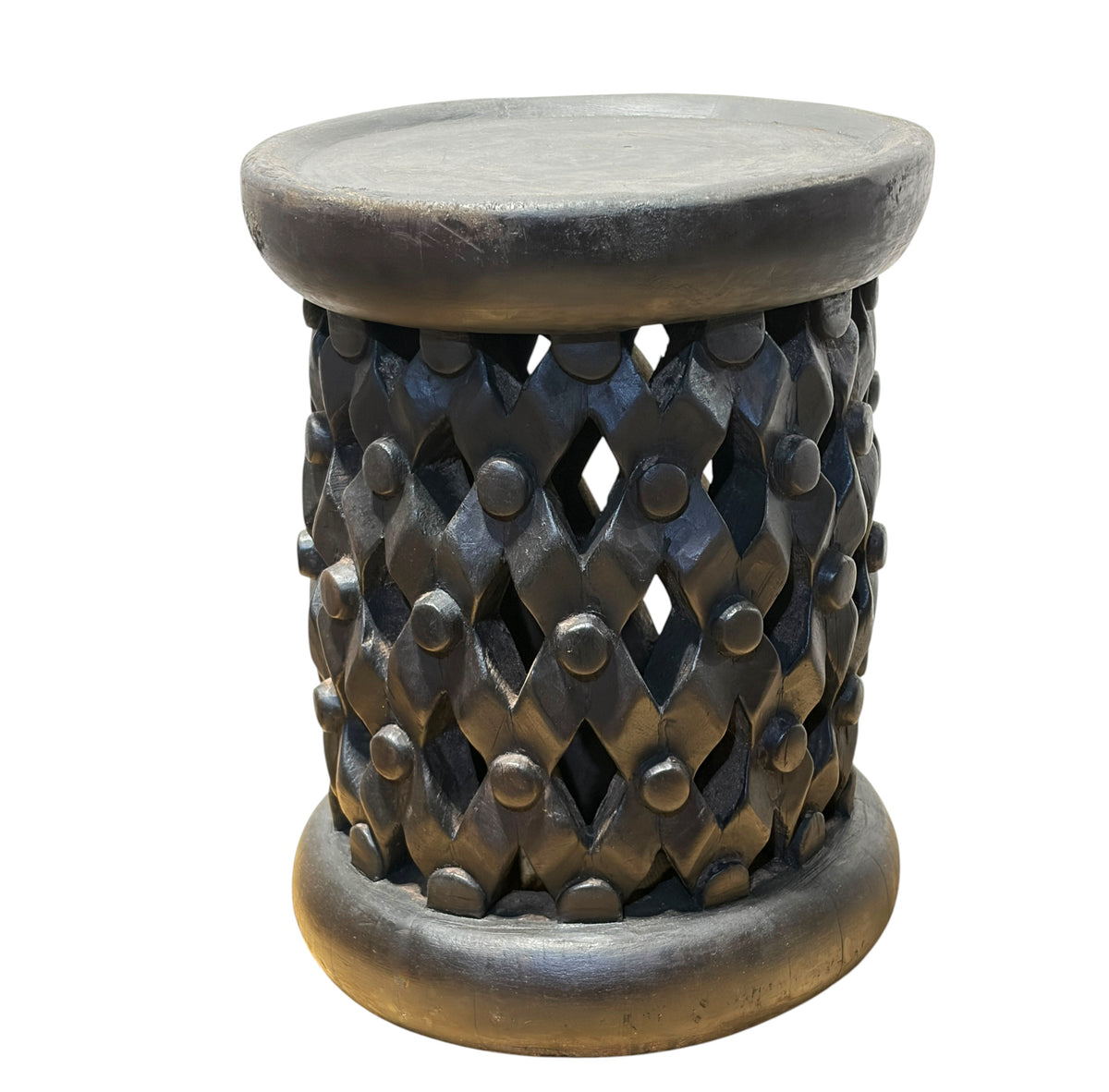 #1333 Vintage  LG  Tribal Nobility Bamileke Spider Stool/Table Cameroon 17" H