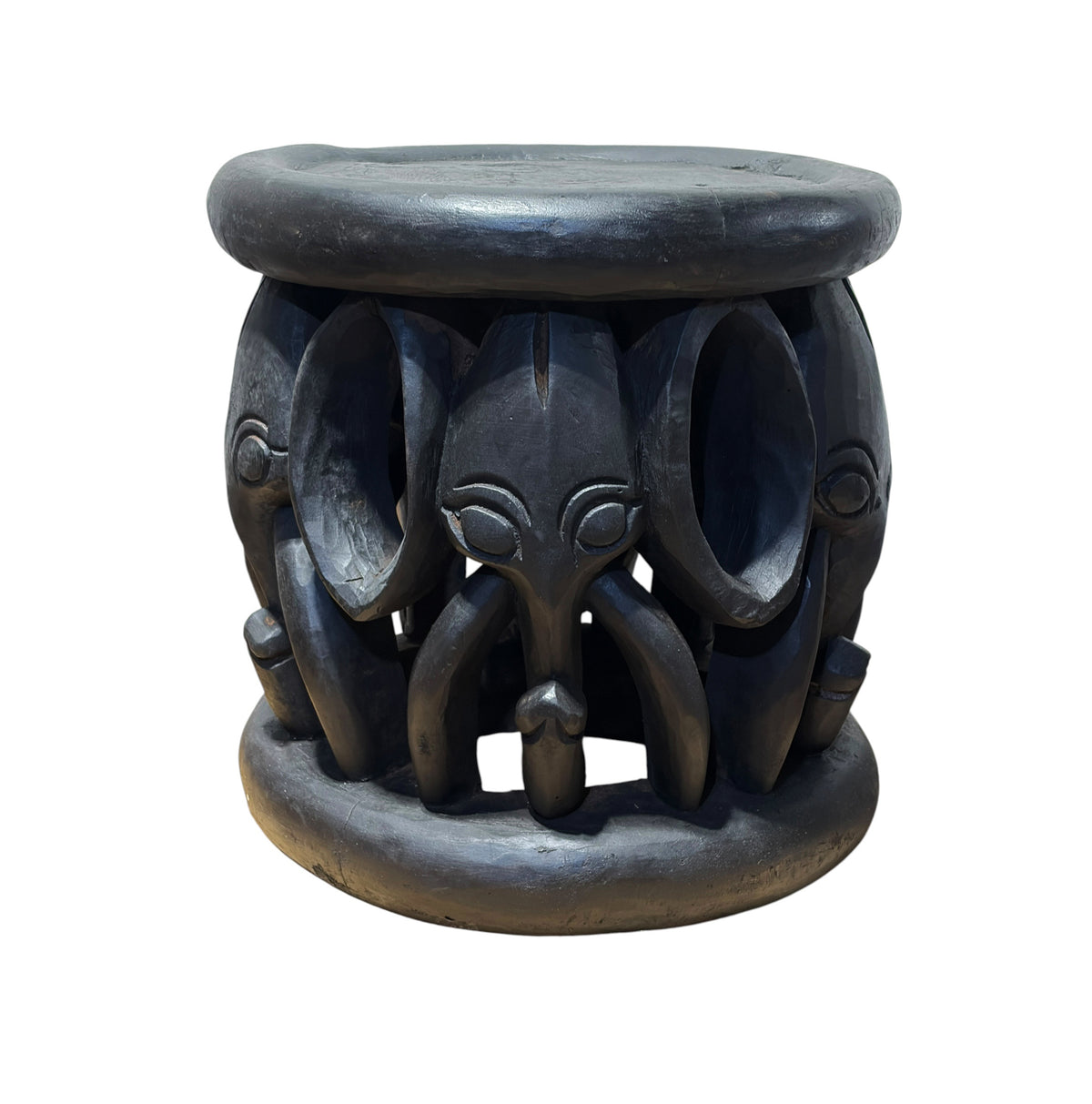 #1334 Vintage  Bamileke Nobility ElephantsStool/Table Cameroon 15" H
