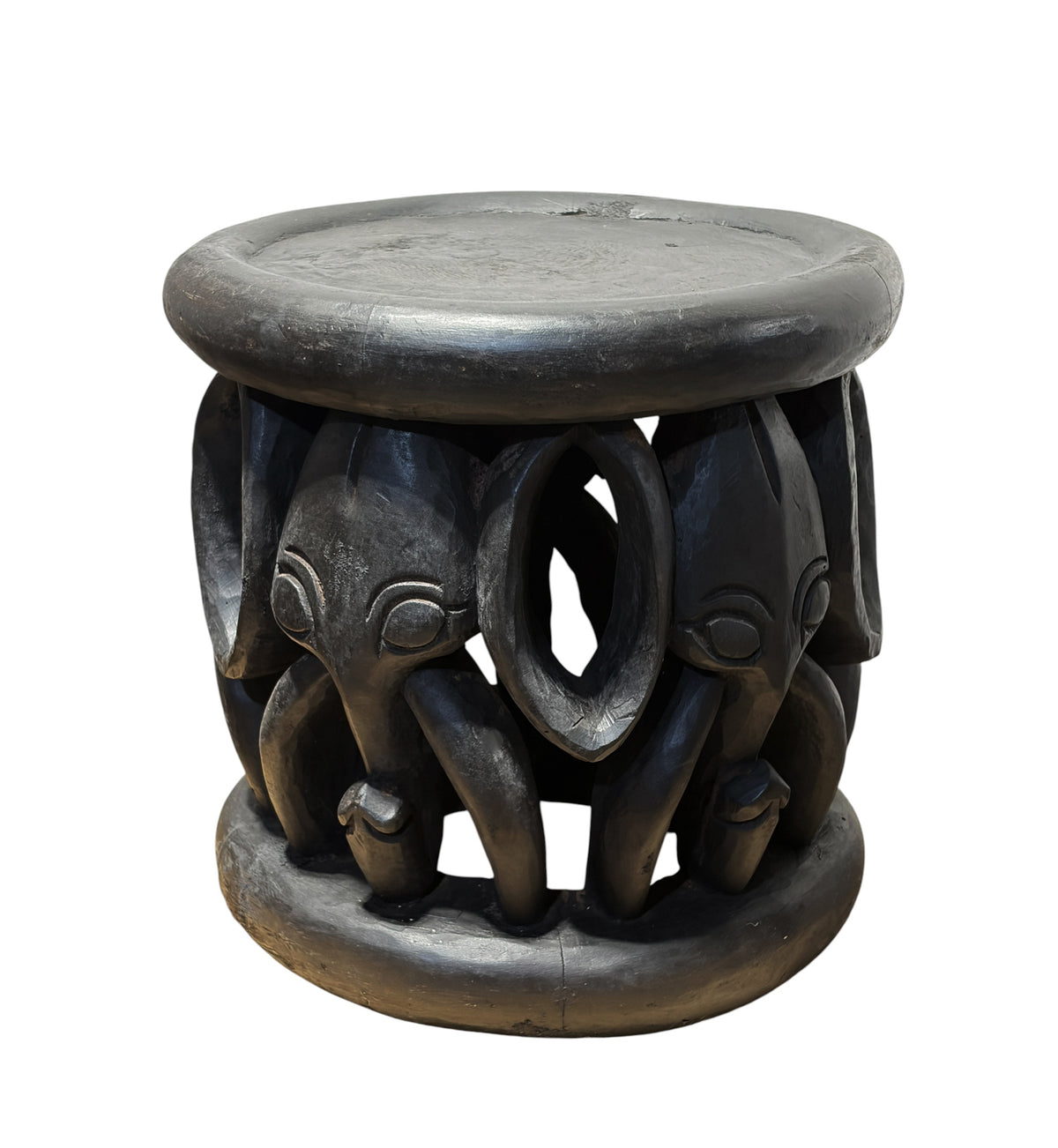 #1334 Vintage  Bamileke Nobility ElephantsStool/Table Cameroon 15" H
