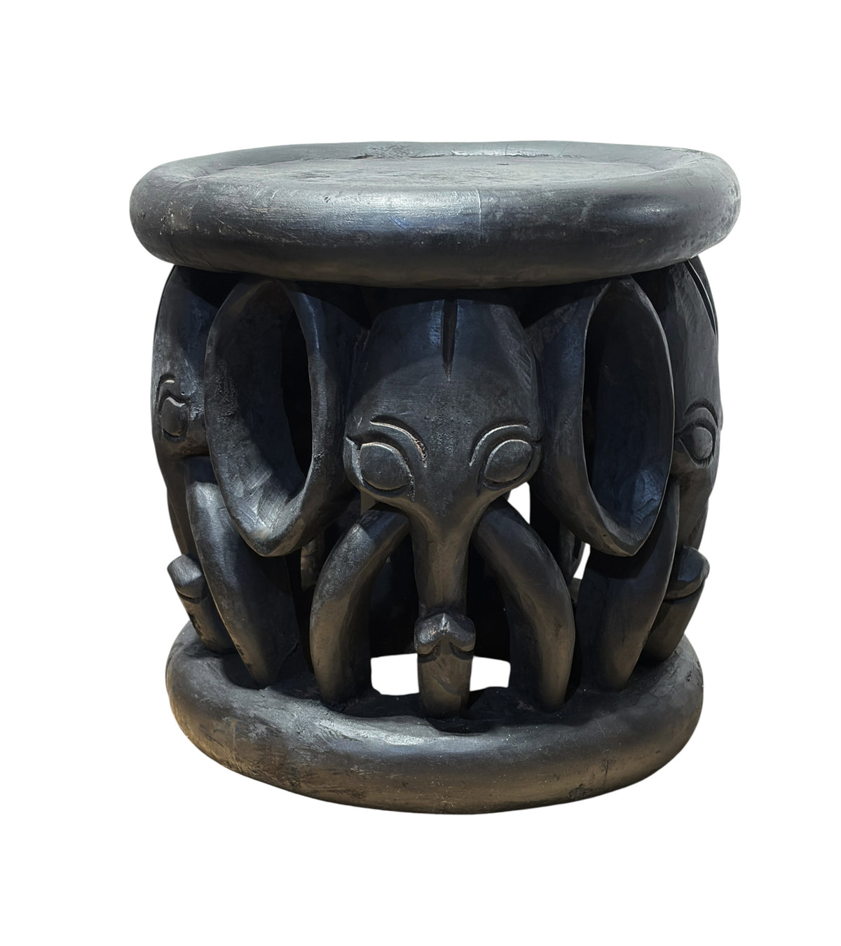 #1334 Vintage  Bamileke Nobility ElephantsStool/Table Cameroon 15" H