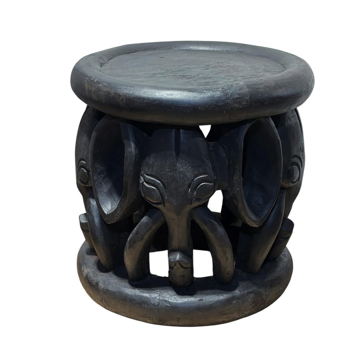 #1334 Vintage  Bamileke Nobility ElephantsStool/Table Cameroon 15" H