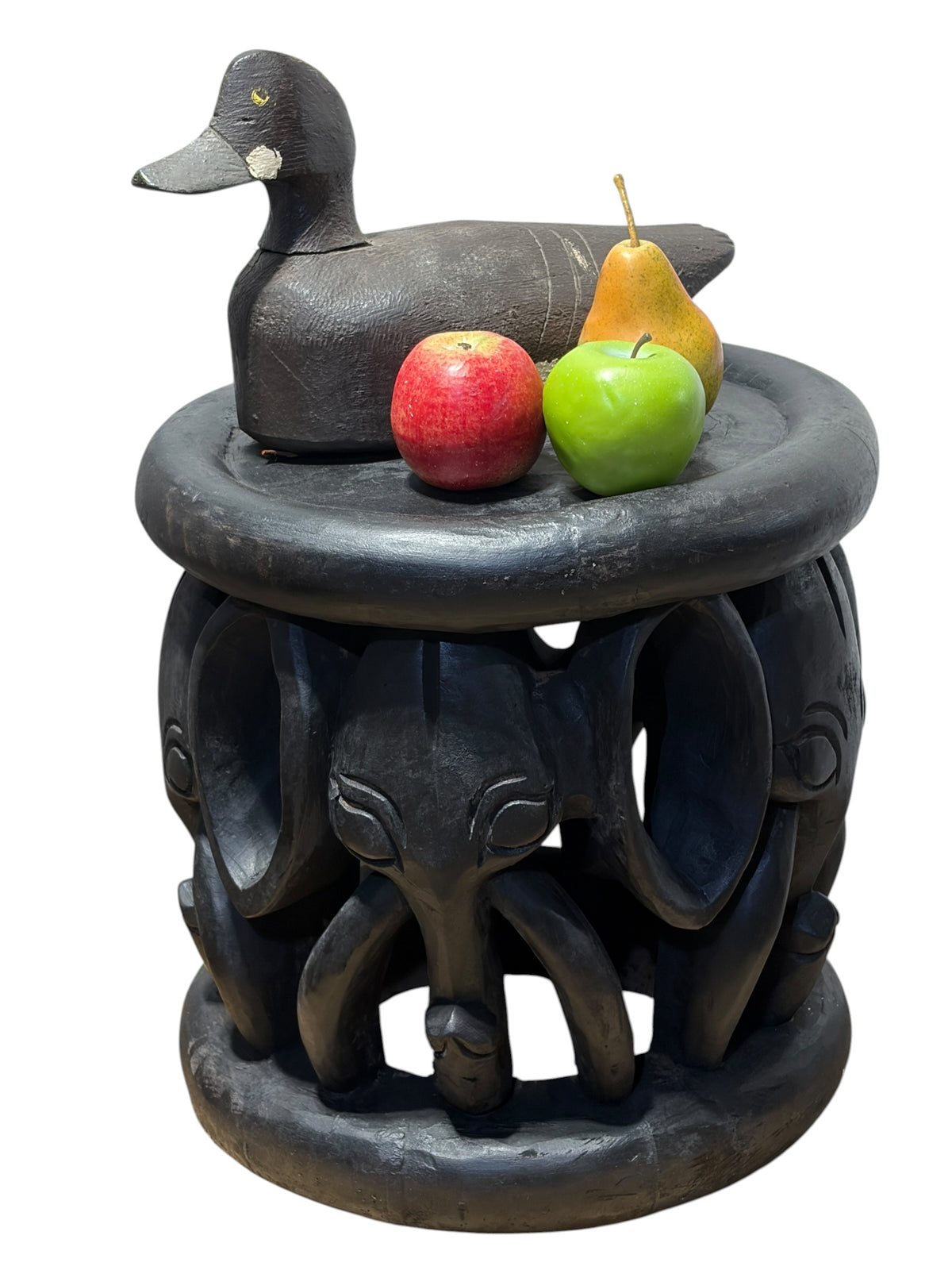 #1334 Vintage  Bamileke Nobility ElephantsStool/Table Cameroon 15" H