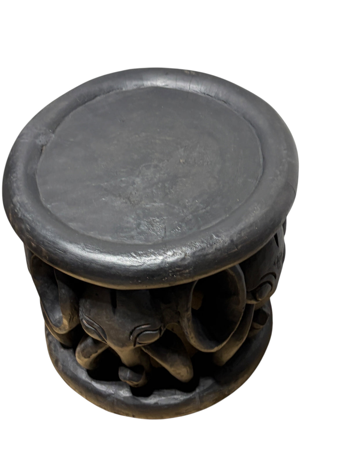 #1334 Vintage  Bamileke Nobility ElephantsStool/Table Cameroon 15" H