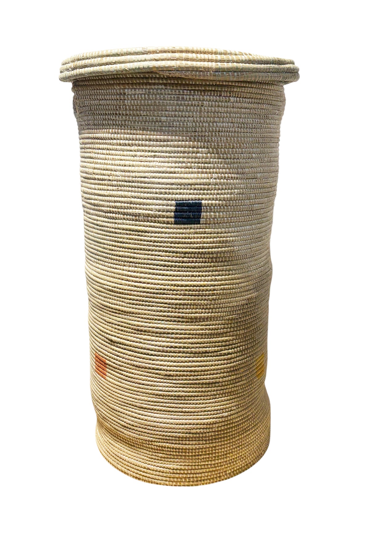 #1335 African  LG Hamper  With  Natural Grasses and a fat lid Rwanda 29.5" H