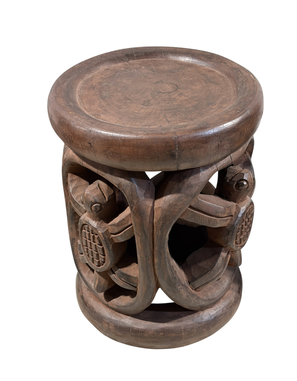 #1337 Vintage  LG  Tribal Nobility Bamileke Turtle Stool/Table Cameroon 18" H
