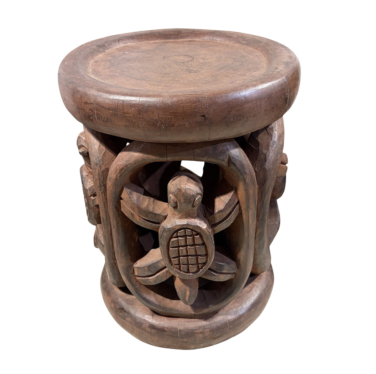 #1337 Vintage  LG  Tribal Nobility Bamileke Turtle Stool/Table Cameroon 18" H