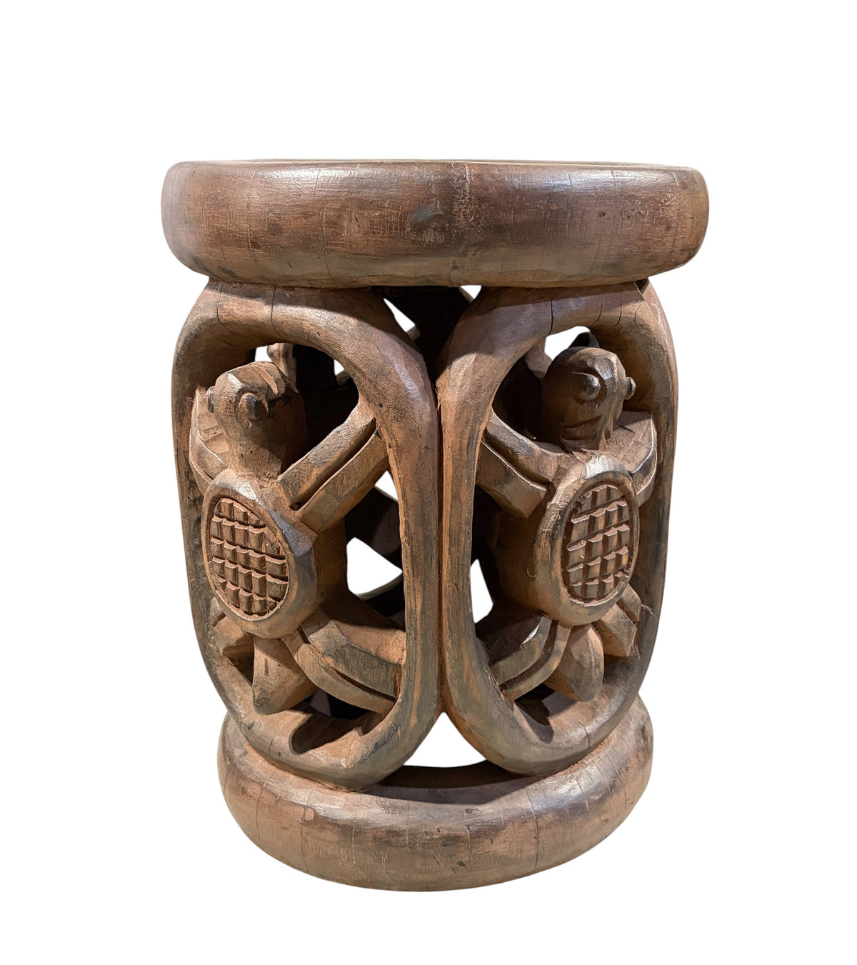 #1337 Vintage  LG  Tribal Nobility Bamileke Turtle Stool/Table Cameroon 18" H