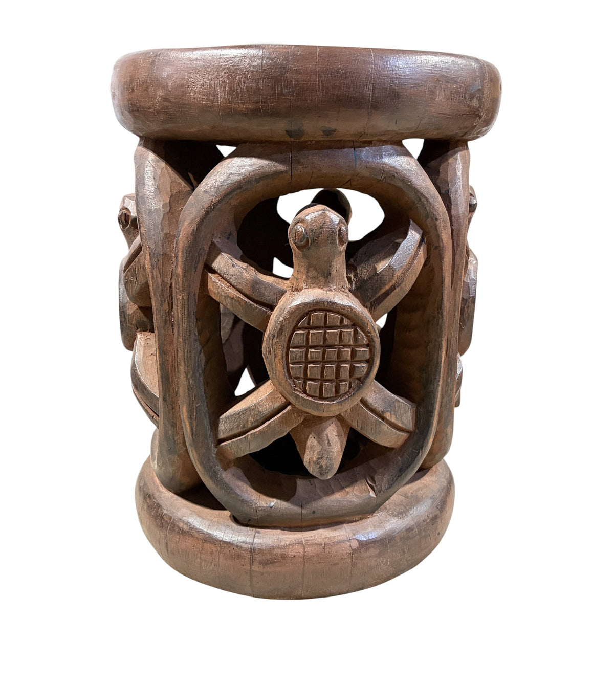 #1337 Vintage  LG  Tribal Nobility Bamileke Turtle Stool/Table Cameroon 18" H