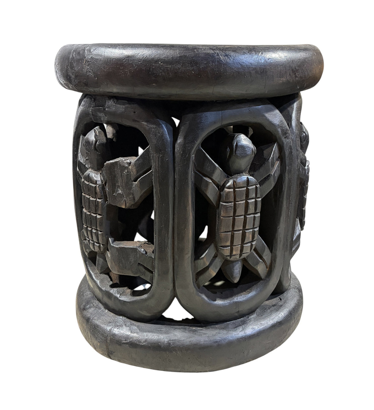 #1339 Vintage  LG  Tribal Nobility Bamileke Turtle Stool/Table Cameroon 17" H