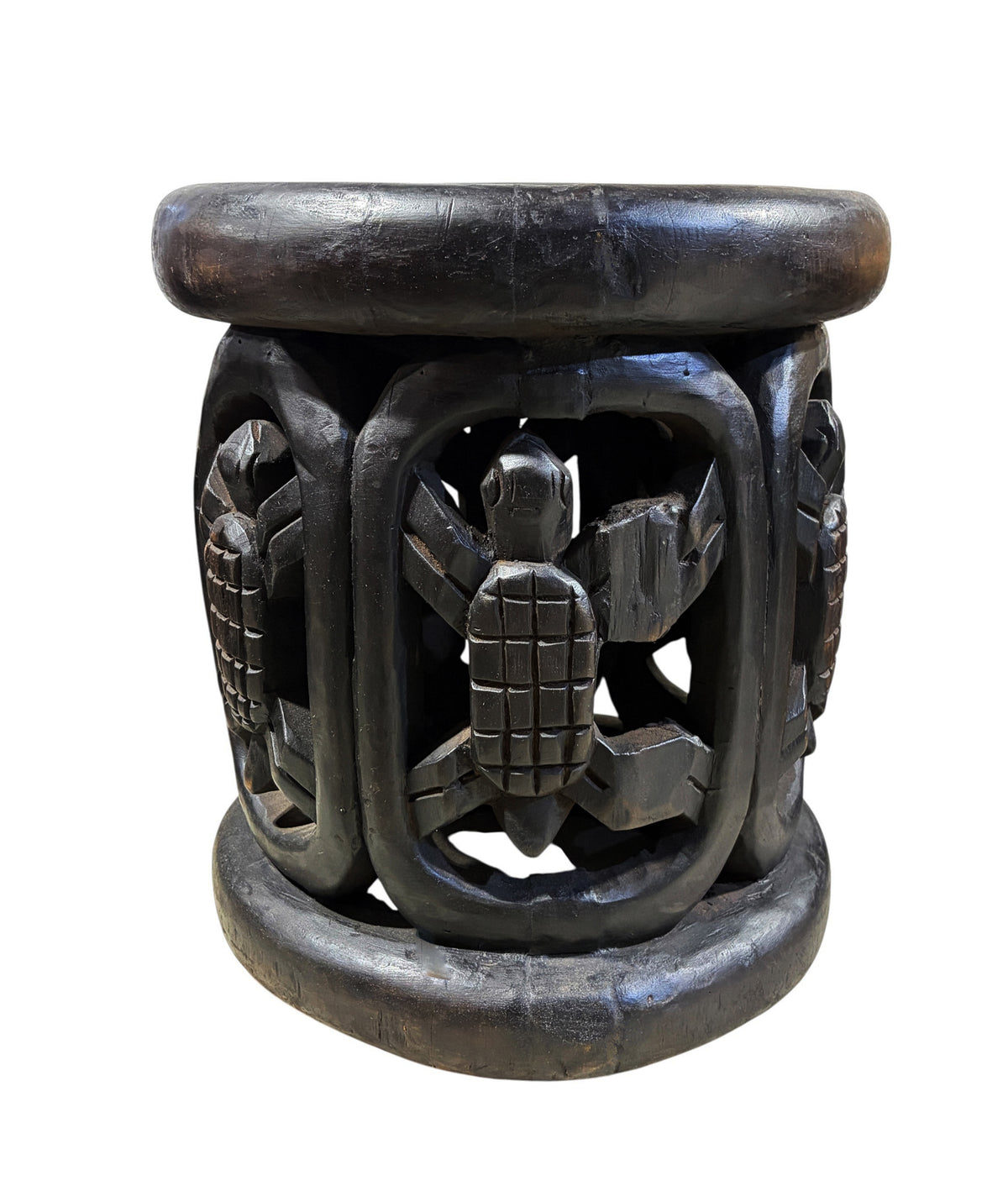 #1339 Vintage  LG  Tribal Nobility Bamileke Turtle Stool/Table Cameroon 17" H