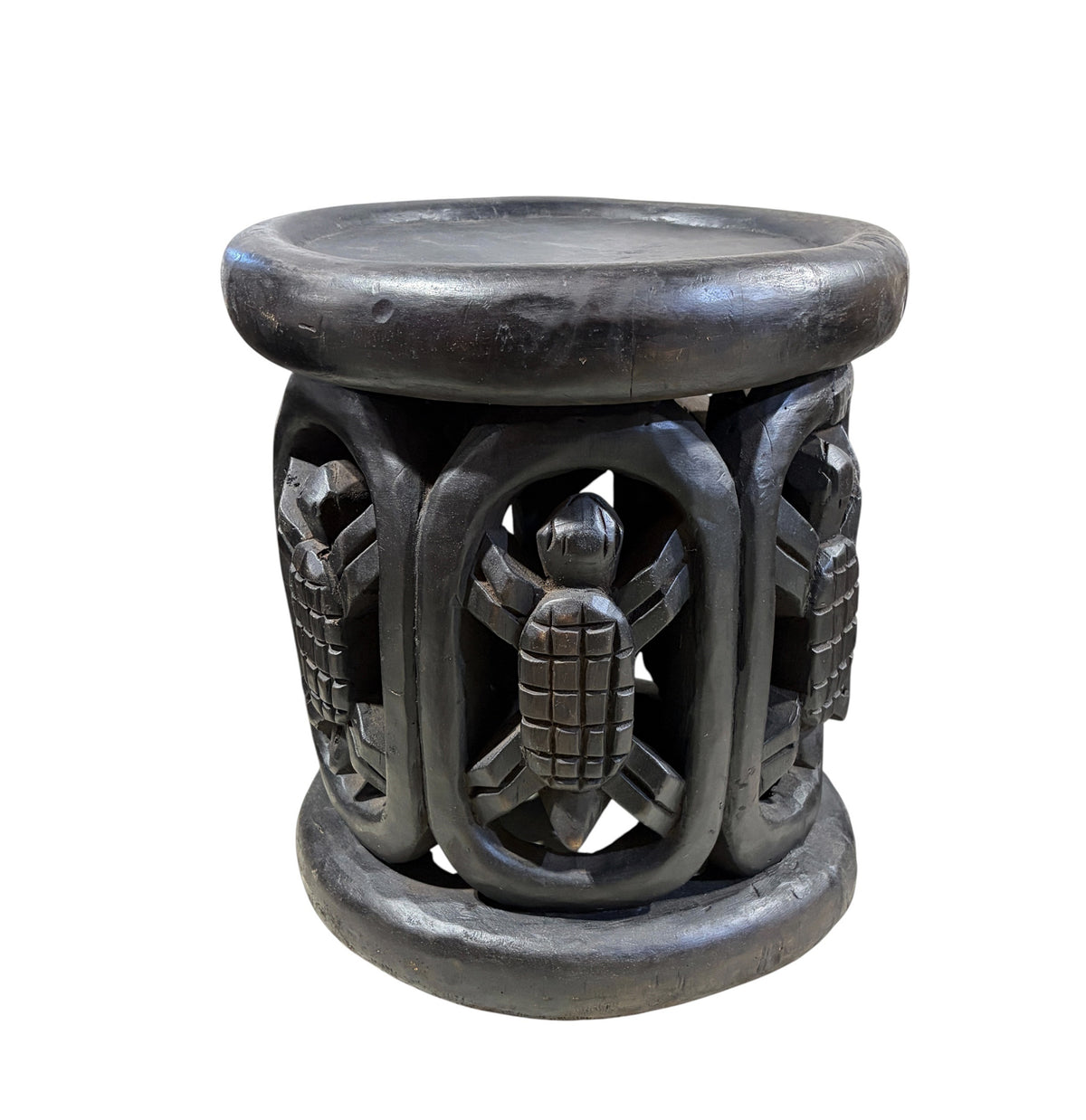#1339 Vintage  LG  Tribal Nobility Bamileke Turtle Stool/Table Cameroon 17" H
