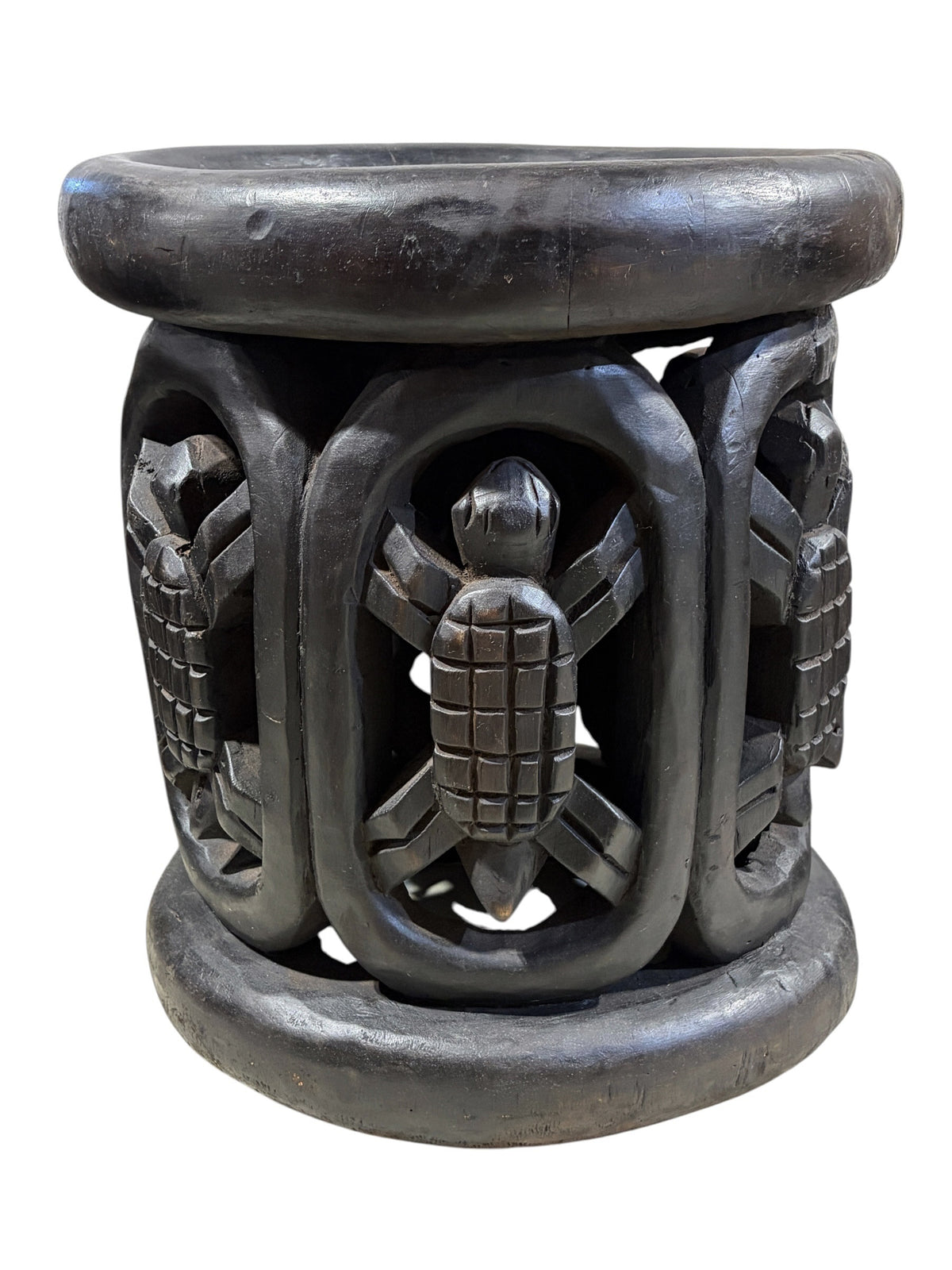 #1339 Vintage  LG  Tribal Nobility Bamileke Turtle Stool/Table Cameroon 17" H