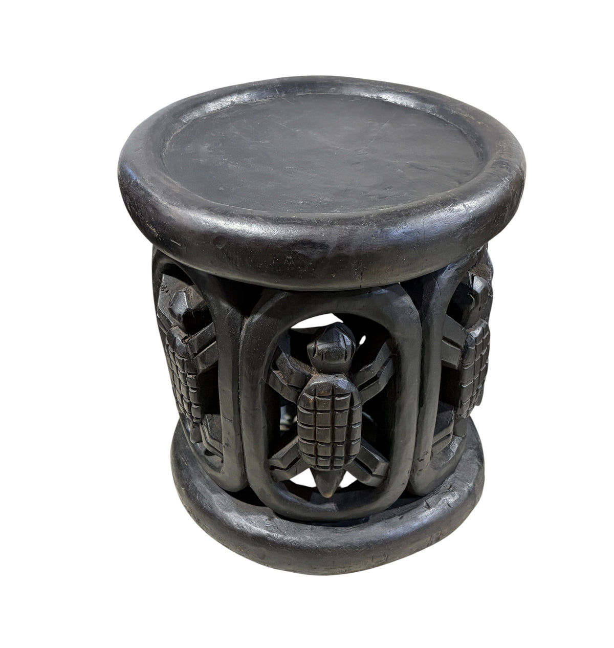 #1339 Vintage  LG  Tribal Nobility Bamileke Turtle Stool/Table Cameroon 17" H