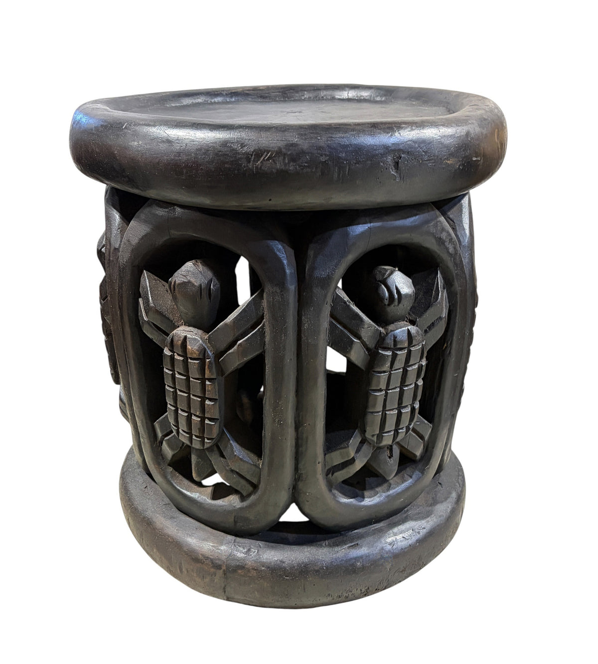 #1339 Vintage  LG  Tribal Nobility Bamileke Turtle Stool/Table Cameroon 17" H