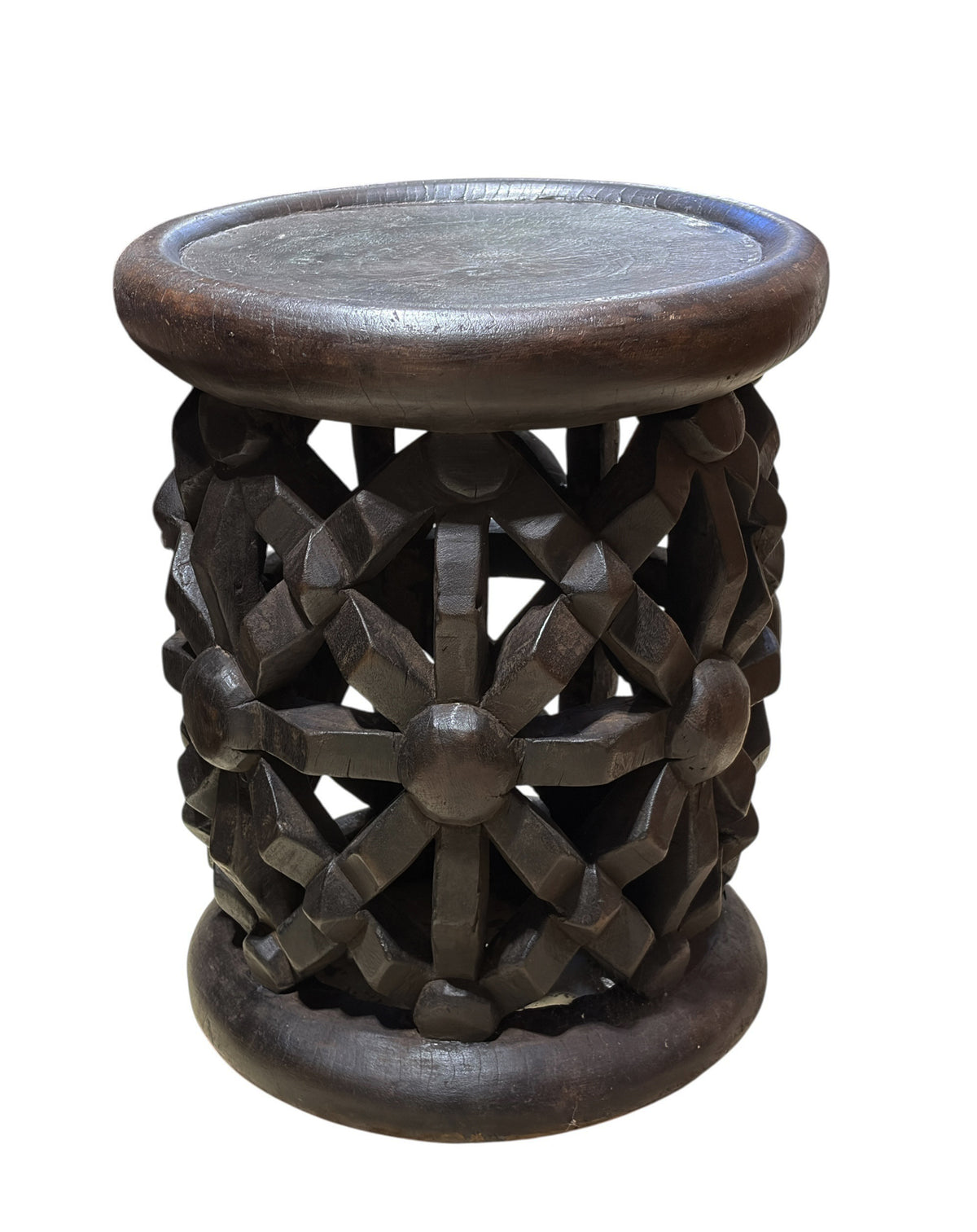 #1342 Vintage  LG  Tribal Nobility Bamileke Spider Stool/Table Cameroon 19.5" H
