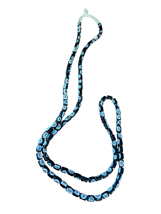 #568-1 Vintage Venetian Millefiori  Black And white African Trade  108 Beads