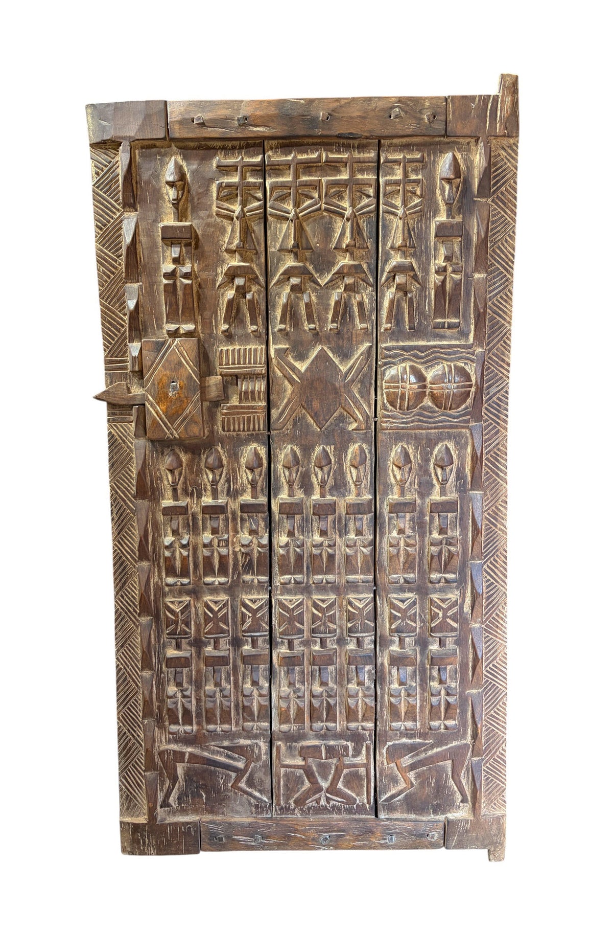 #1350  Vintage  Dogon Granary Door With Nommo Ancestors  Mali African 7.75" H