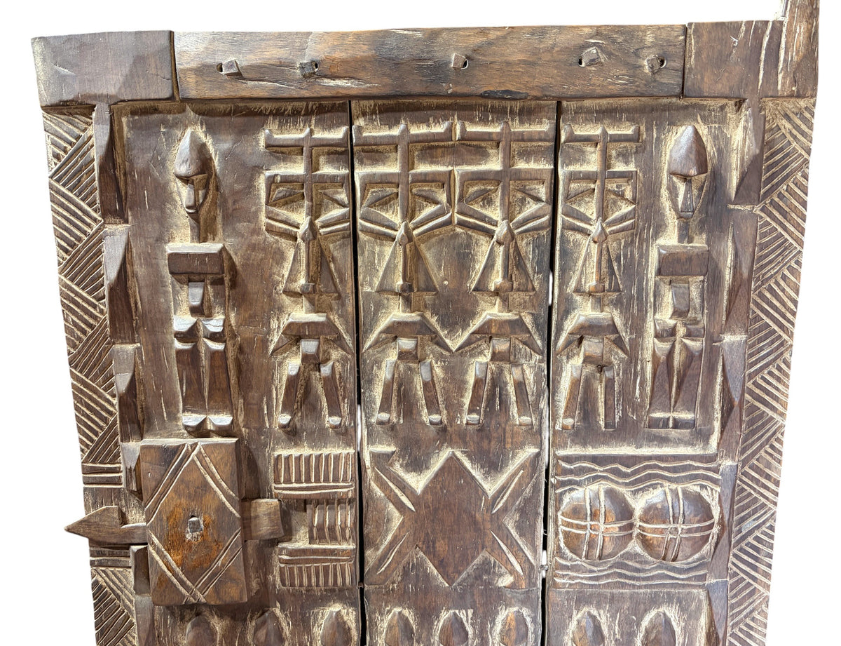 #1350  Vintage  Dogon Granary Door With Nommo Ancestors  Mali African 7.75" H